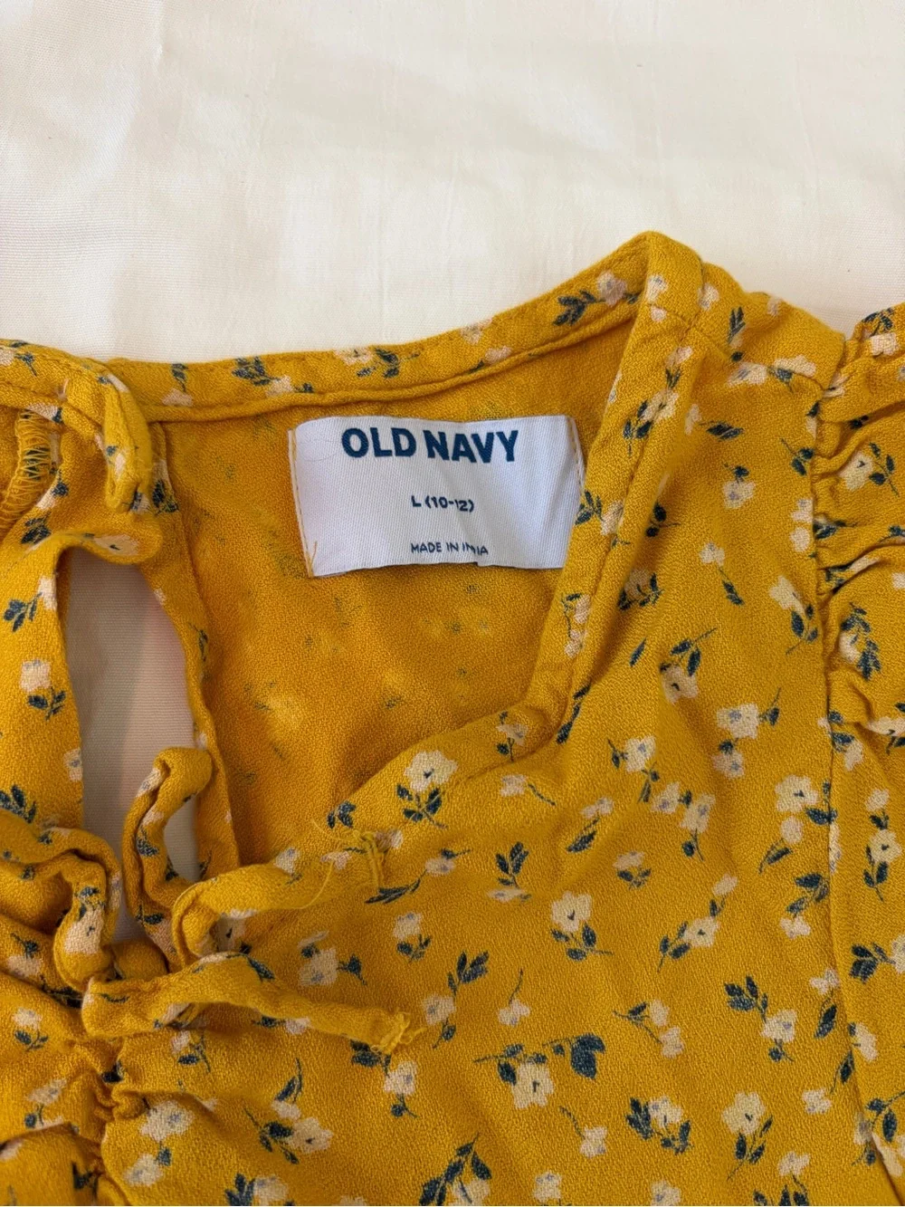 Old Navy Yellow Floral Short Sleeve Dress, size L, 10/12 (girls)